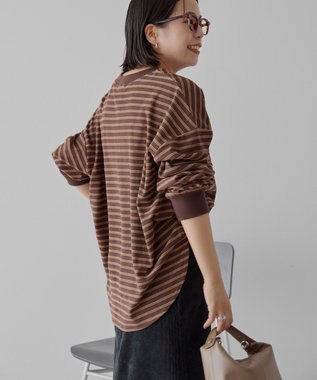 AMERICAN HOLIC ソフトタッチボーダープルオーバー Brown