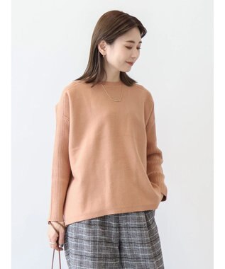 AMERICAN HOLIC バイパチ袖リブラグランニットプルオーバー Pink Beige