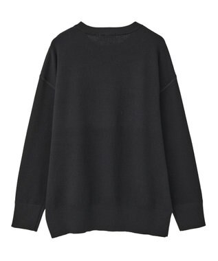 AMERICAN HOLIC コットンブレンドスウェットライクロゴニットトップス Black