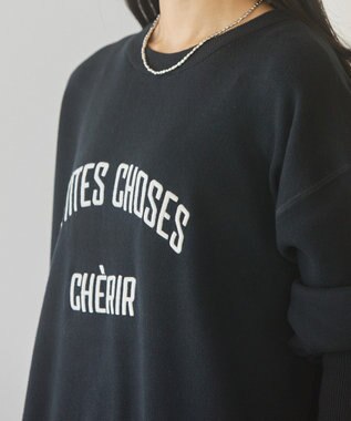 AMERICAN HOLIC コットンブレンドスウェットライクロゴニットトップス Black