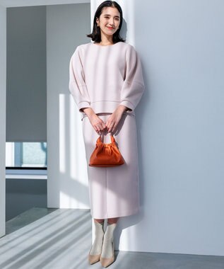 組曲 【WEB限定】パフスリーブ スウェットライクトップス ローズ系