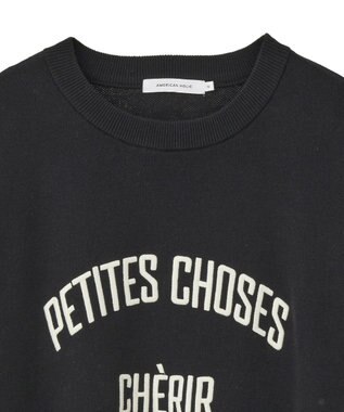 AMERICAN HOLIC コットンブレンドスウェットライクロゴニットトップス Black