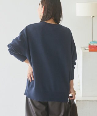 AMERICAN HOLIC コットンブレンドスウェットライクロゴニットトップス Dark Navy