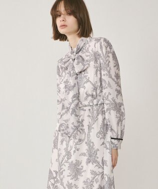 GRACE CONTINENTAL サラサプリントリボン付ワンピース ブラック