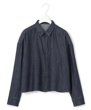 ICB 【洗える】コットンリヨセルデニム クロップドシャツ インディゴ系