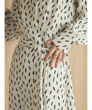 Green Parks armonia．スクエアドットプリントタックワンピース Ivory