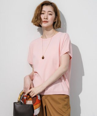 23区 【新色追加/見上愛さん着用/BAILA掲載】レーヨンポリエステルストレッチ プルオーバー ニット ライトピンク系