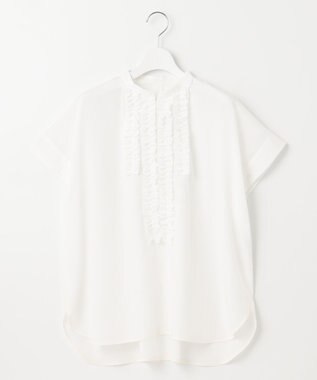 自由区 【洗える】ソフトリネンフリルディティール ブラウス オフ