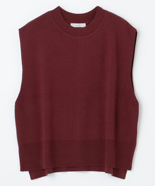 ANY 【洗濯機可】スリットニットベスト ワイン