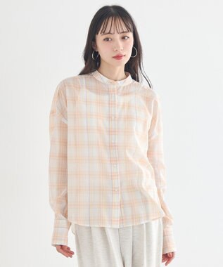 earth music&ecology 【予約】【綿100％】SET2点エプロンライクビスチェ＋シャツ オレンジ