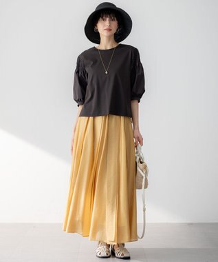 23区 S 【汗じみ防止/洗える】ギャザーディテール カットソー ダークブラウン系