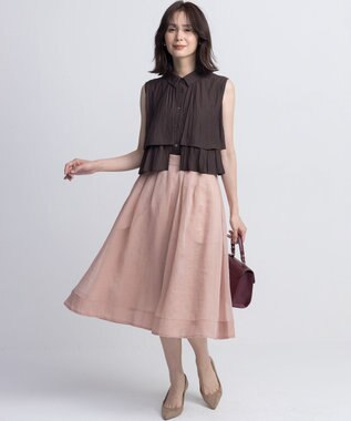 組曲 S 【入江未悠さんコラボ】ギャザーライトデシンティアード ブラウス チョコレートブラウン系