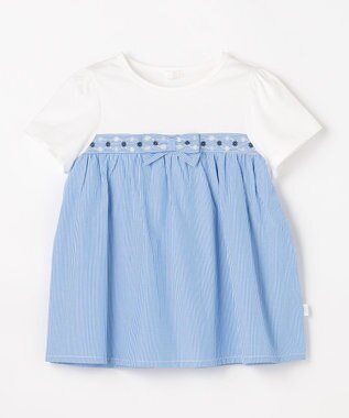 組曲 KIDS  【80-100㎝】 フラワーリボンチュニック サックスブルー