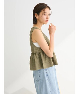 Green Parks ジャガードペプラムＺｉｐベスト Khaki