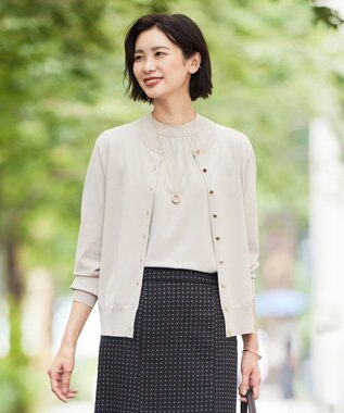 J.PRESS LADIES 【洗える】レーヨンエリートストレッチ クルーネック カーディガン ベージュ系