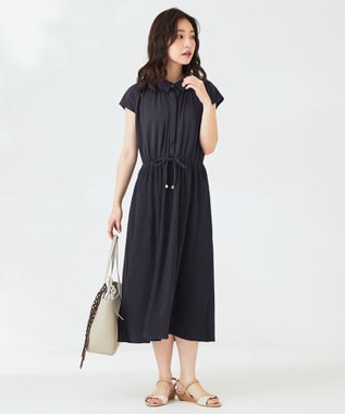 ANY SIS 【UVケア】エアリープリーツ ワンピース ネイビー