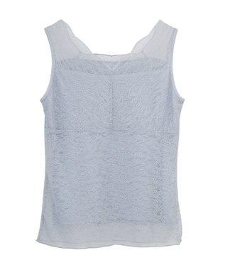 earth music&ecology 接触冷感２ｗａｙレースタンクトップ Grayish Blue