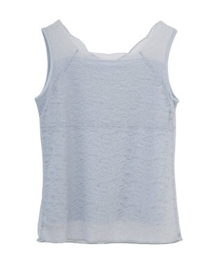 earth music&ecology 接触冷感２ｗａｙレースタンクトップ Grayish Blue