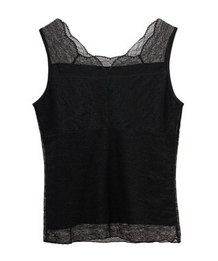 earth music&ecology 接触冷感２ｗａｙレースタンクトップ Black