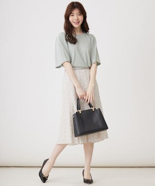 ANY SIS 【接触冷感・吸水速乾・UVケア】エアリードレープスムース フレア袖 ブラウス ミント