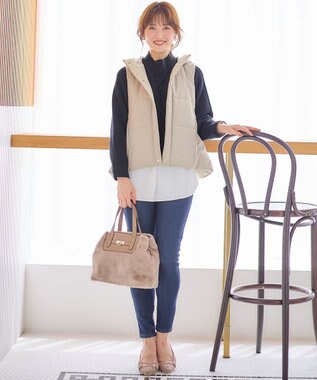 ANY SIS S 【2WAY】フェミニンペプラムパデット ベスト ベージュ×アイボリー