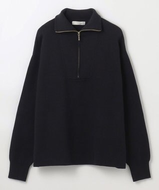 ANY スウェットライクハーフジップニット ブラック