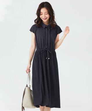 ANY SIS 【UVケア】エアリープリーツ ワンピース ネイビー