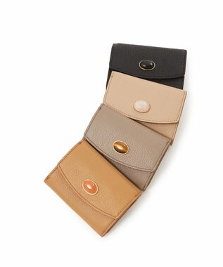 TOPKAPI 【TOPKAPI】gemdrops ジェムドロップ ミニエンボスレザー 天然石 三つ折り 財布 キャメル