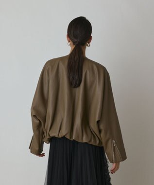 GRACE CONTINENTAL フェイクレザーライダース カーキ