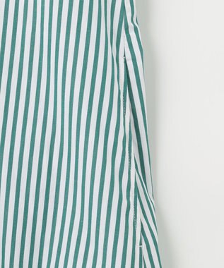 UNFILO 【洗える】イージーケア シャツワンピース グリーン×ホワイト