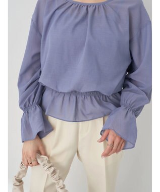 earth music&ecology シャーリングシアーブラウス Blue