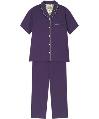 une nana cool 【綿100%】70/2 天竺 半袖開襟パジャマ MADE WITH LIBERTY FABRIC バイオレット