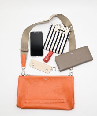 blancle シュリンクレザー クラッチショルダー ORANGE