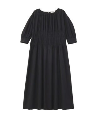 CRAFT STANDARD BOUTIQUE インド製 ハーフスリーブシャーリングワンピース Black