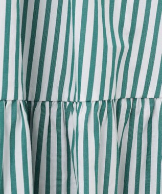 UNFILO 【洗える】イージーケア シャツワンピース グリーン×ホワイト