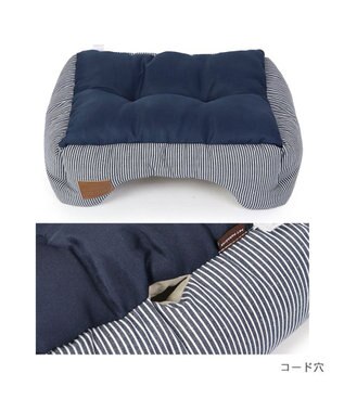 PET PARADISE ヒッコリー ベッド カドラー (57×45cm) 【小型犬】 紺（ネイビー・インディゴ）