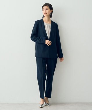 YECCA VECCA ストレッチノーカラージャケット Navy