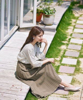 Tiaclasse 【洗える】柄プリントブラウス オフホワイト