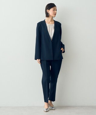 YECCA VECCA ストレッチノーカラージャケット Navy