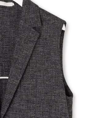 ICB L ミックスブッチャー バックスリットジレ ブラック×オフホワイト