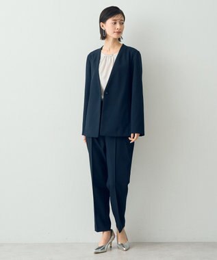 YECCA VECCA ストレッチノーカラージャケット Navy