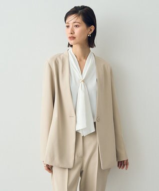 YECCA VECCA ストレッチノーカラージャケット Light Beige