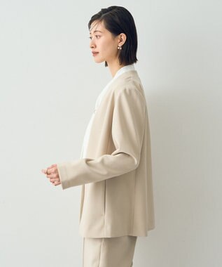 YECCA VECCA ストレッチノーカラージャケット Light Beige