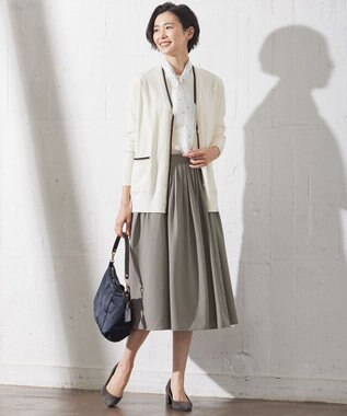 J.PRESS LADIES 【洗える】ソフトブロード ランダムタック スカート ライトグレー系