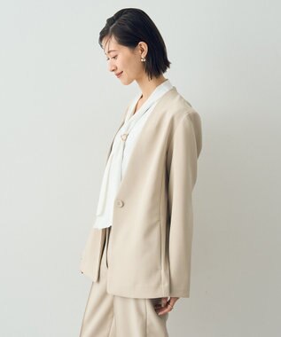 YECCA VECCA ストレッチノーカラージャケット Light Beige