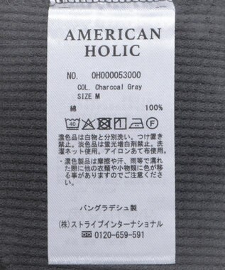 AMERICAN HOLIC ワッフルタンクトップ Charcoal Gray