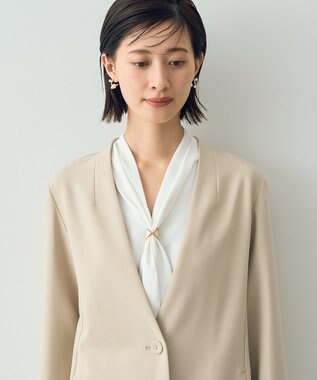 YECCA VECCA ストレッチノーカラージャケット Light Beige