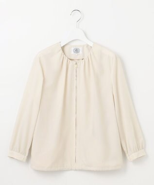 J.PRESS LADIES L 【洗える】80/1スパンタイプライター ノーカラー ブルゾン ベージュ系