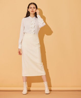 BEIGE， 【WEB限定・S-size】STOW / フリルブラウス Ecru