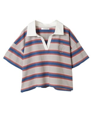 Green Parks エムブレム刺繍ショートボーダーカットソー Gray